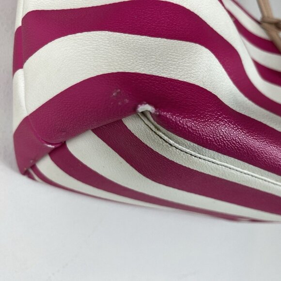 Kate Spade Hawthorn Lane Ryan Pink White Striped Tote Large Coated Canvas - Picture 8 of 11
